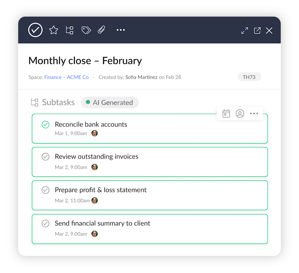 Automate repetitive task actions