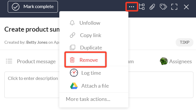delete a task 1