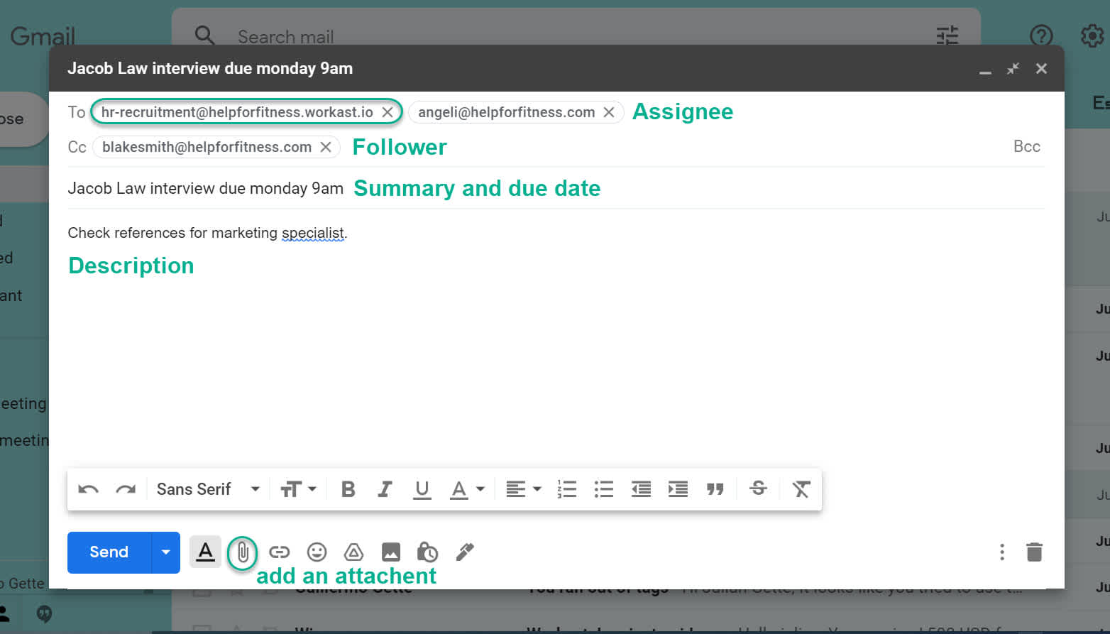 Using email to create a task 3