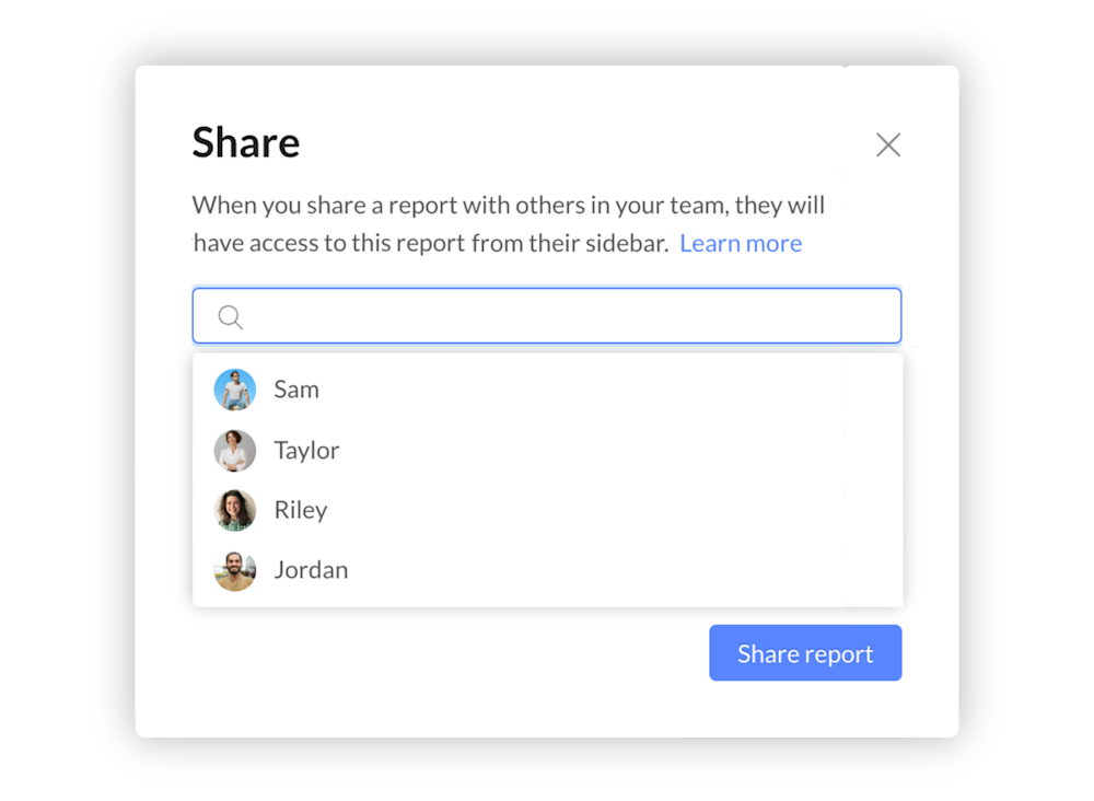 Share reports with your team