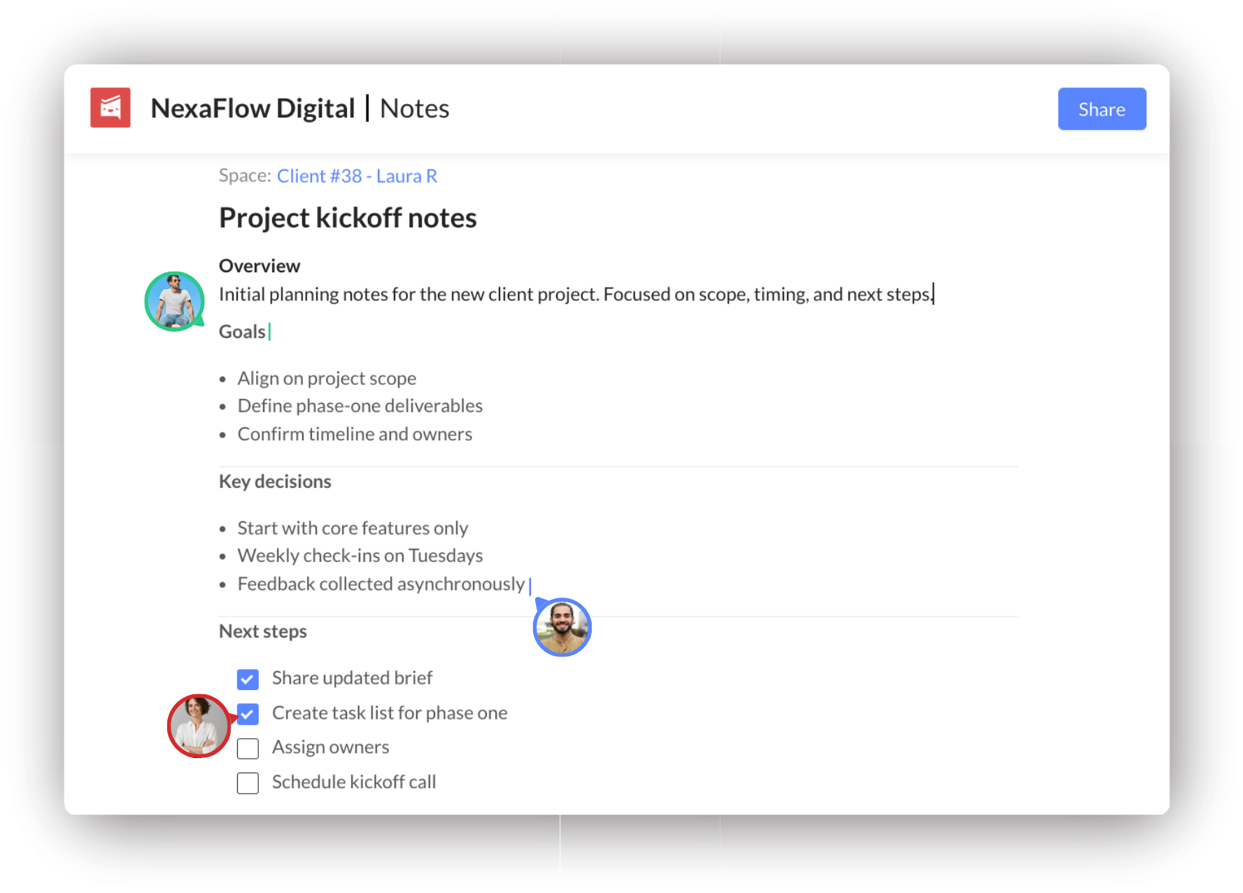 See updates as notes evolve