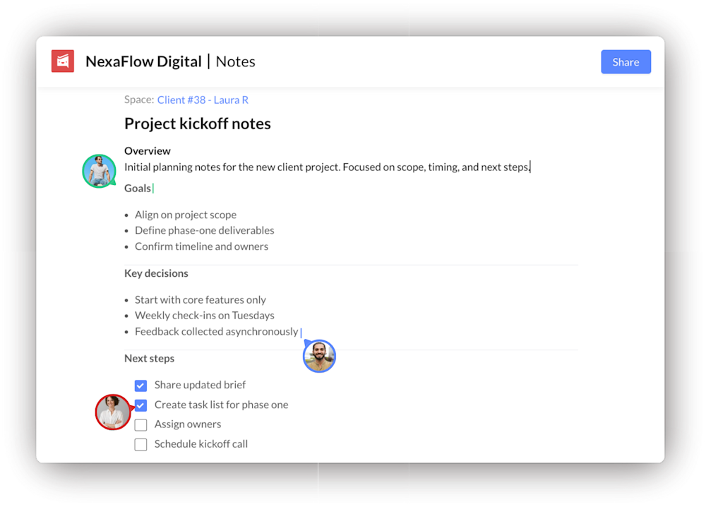 See updates as notes evolve
