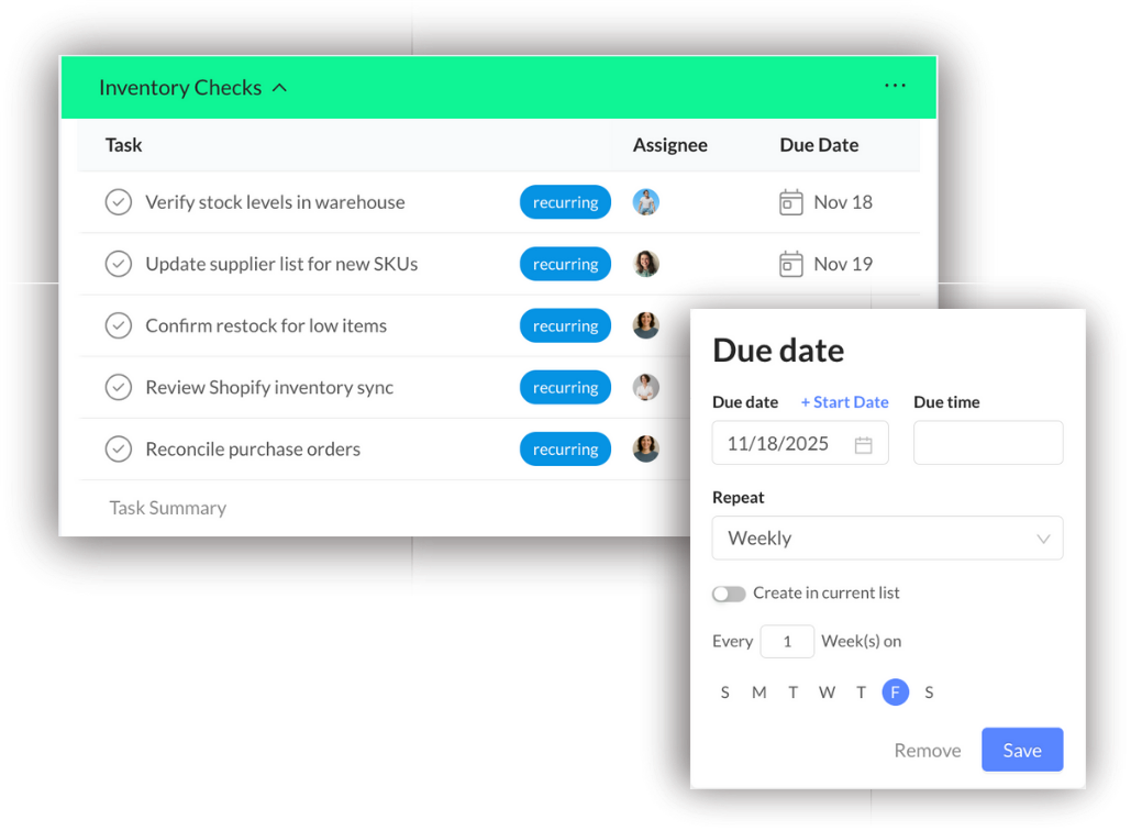 Inventory checks, on schedule