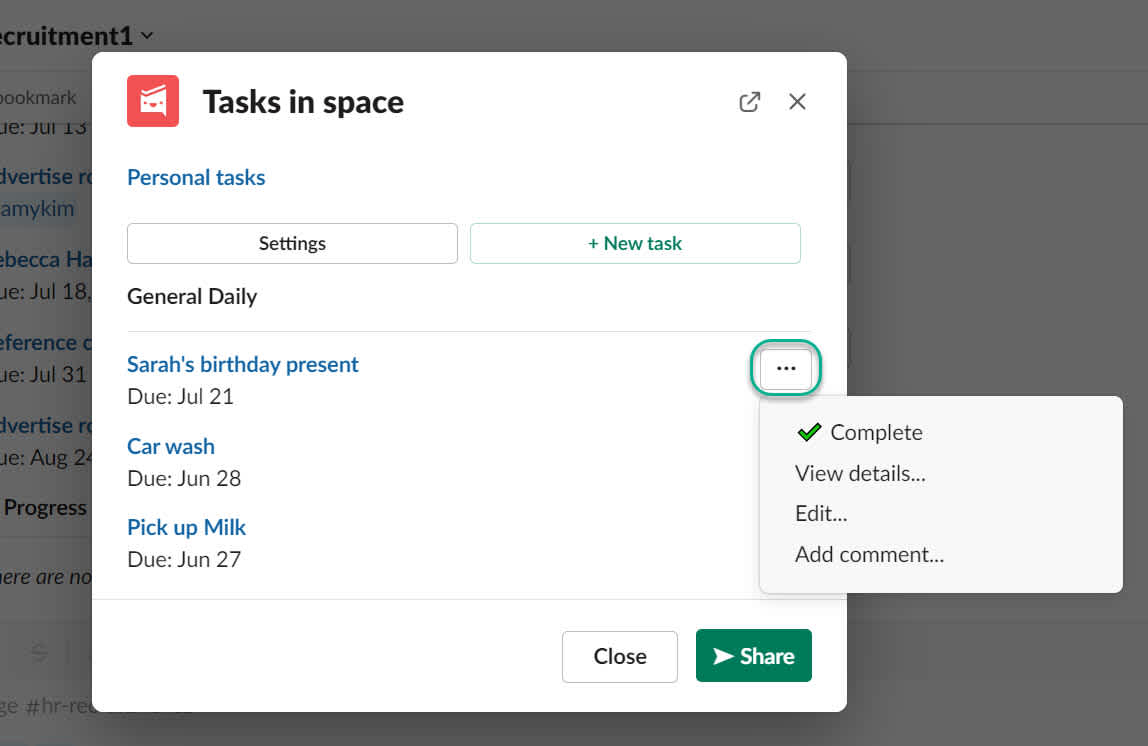 How to view open tasks in Slack 2