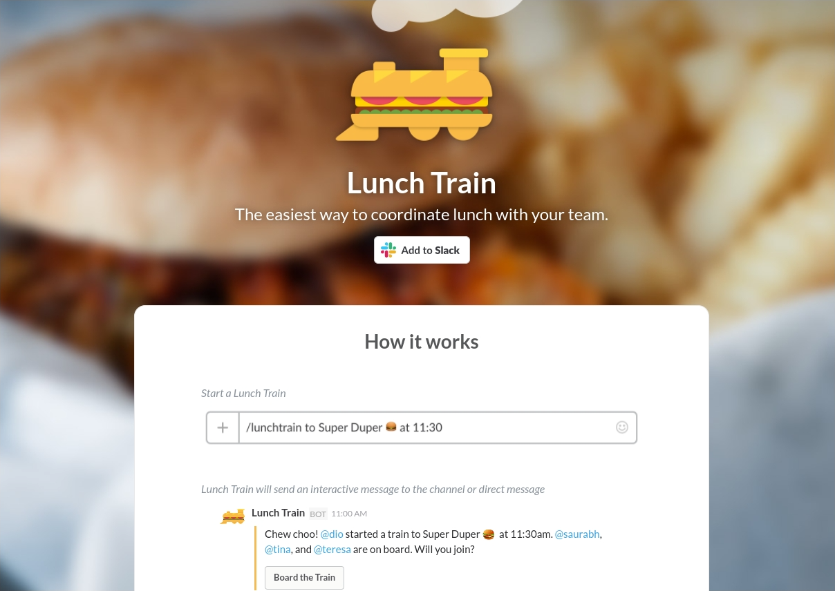 lunch train for entrepreneurs - slack apps needed