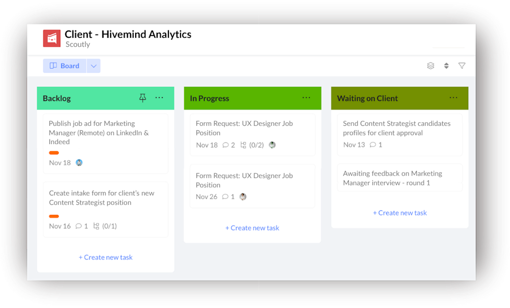 Client view, no email chains