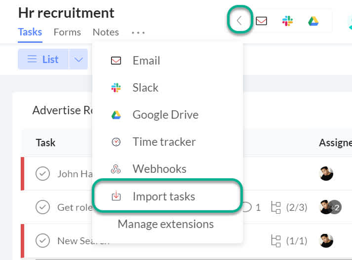 How to import tasks from Trello