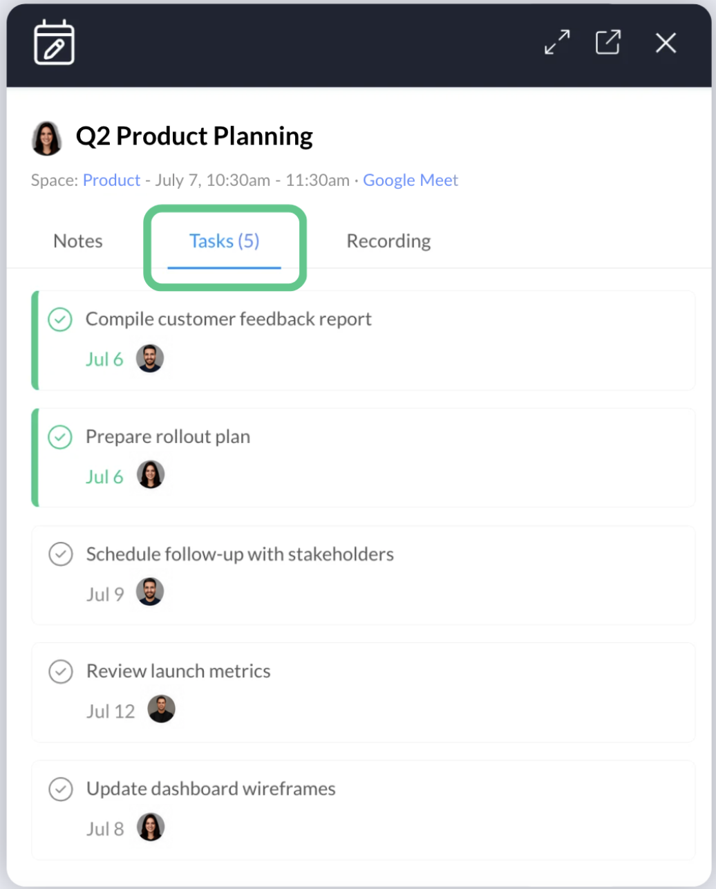 meeting tasks