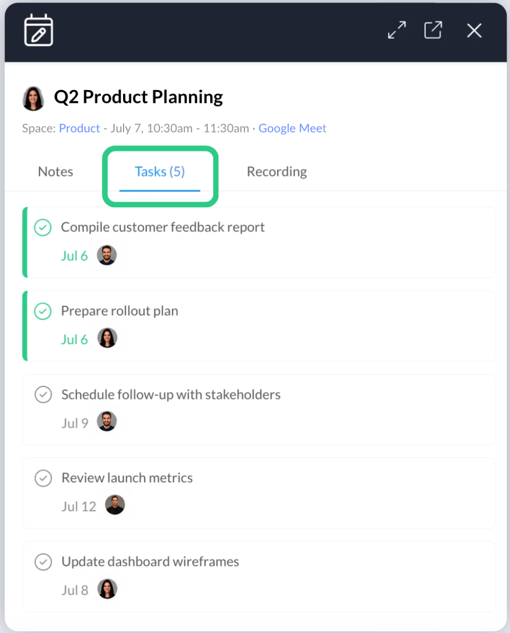 meeting tasks
