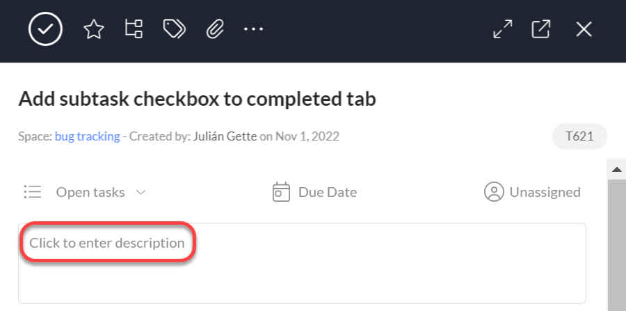 How to add a task description red