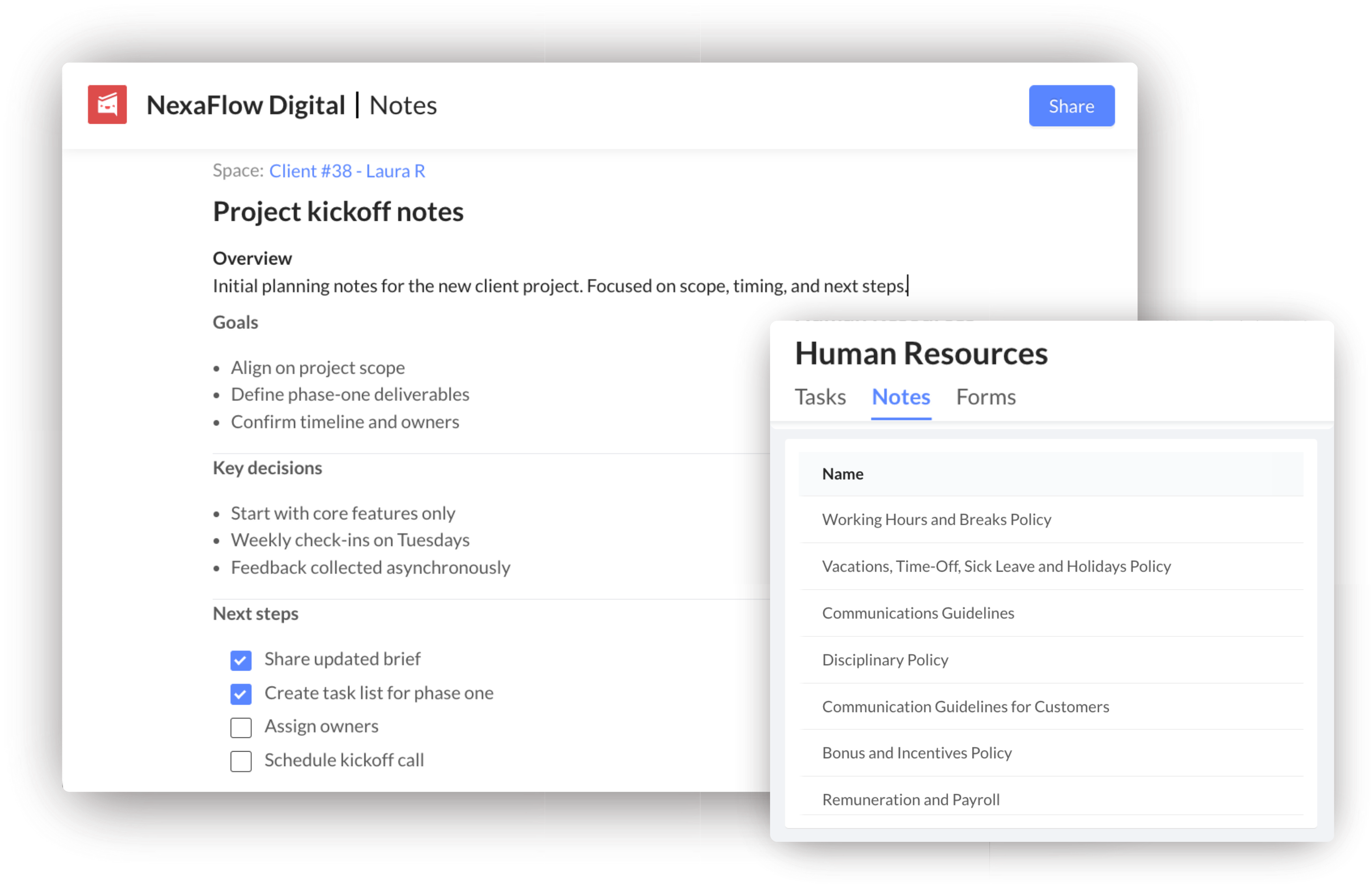 Notes that keep work and context together