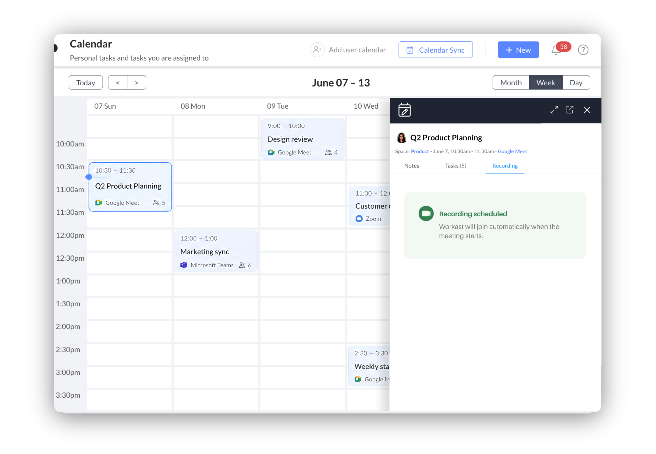 Sync your calendar. Capture every meeting