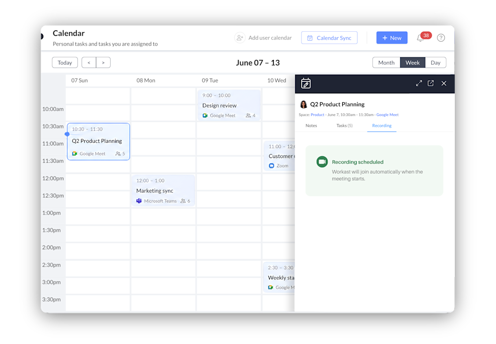 Sync your calendar. Capture every meeting