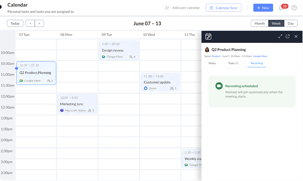 Sync your calendar. Capture every meeting.