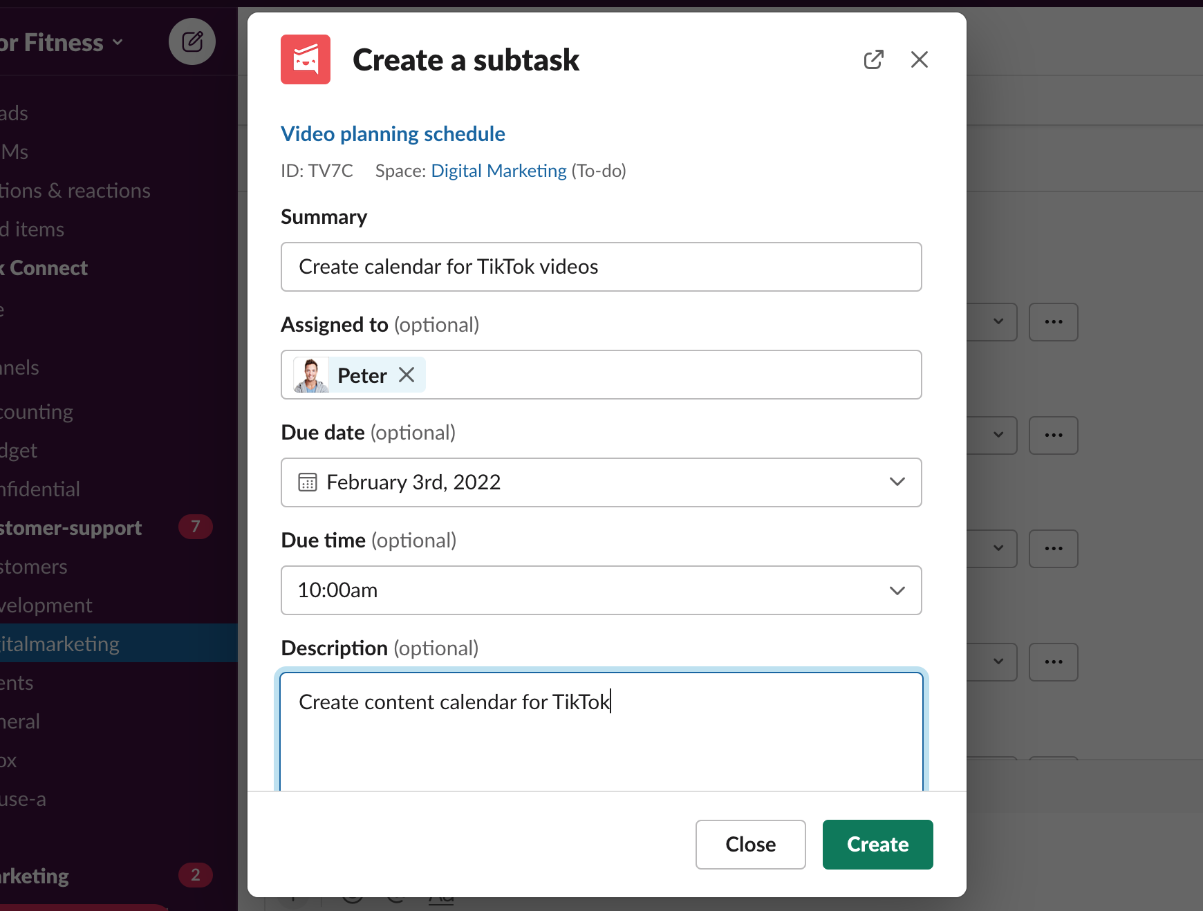 subtasks in slack 2