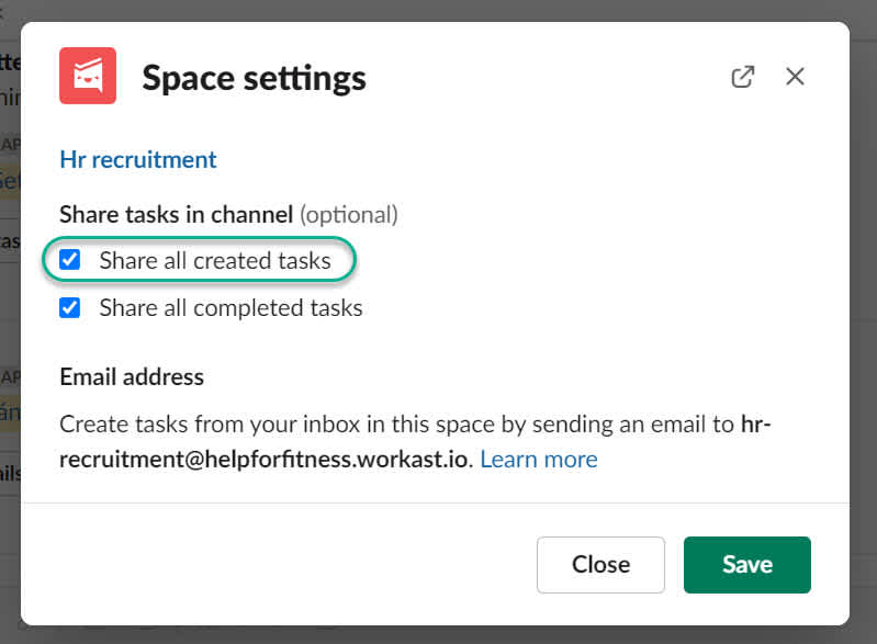 2. When the task list comes up, click on Settings 2