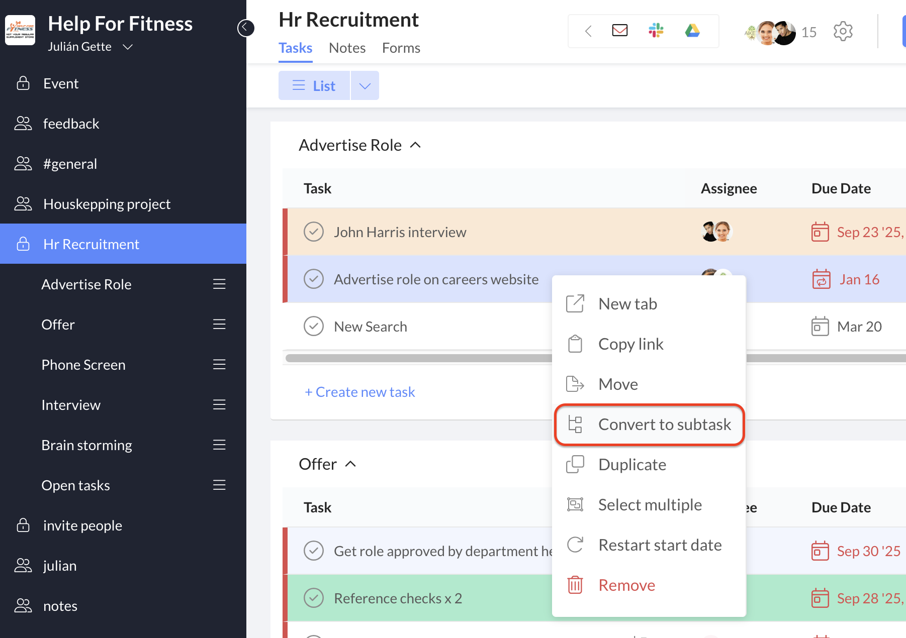 Convert to subtask 1