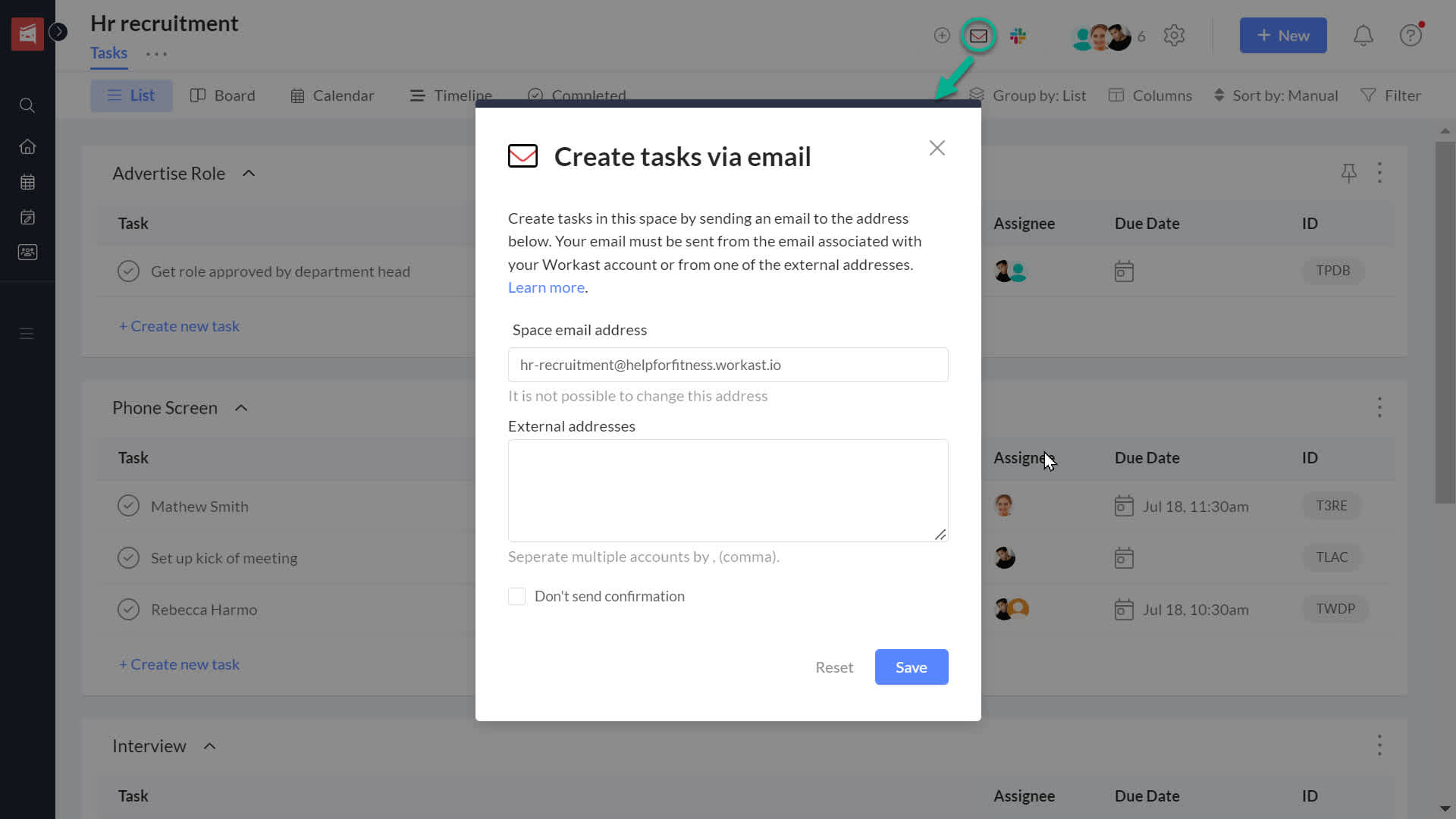 Using email to create a task