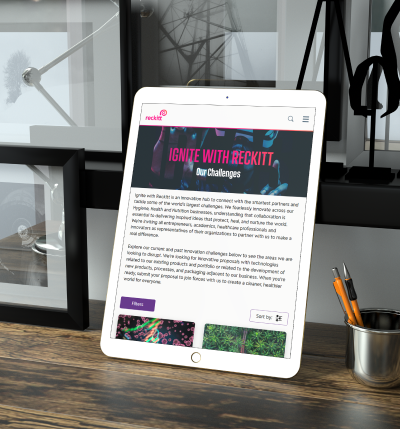 ignite with reckitt page on tablet