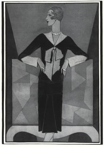 Schiaparelli bowknot sweater  1927. illustration by douglas pollard