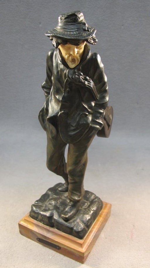 Clement roussea  1872 1950  bronze and ivory statue