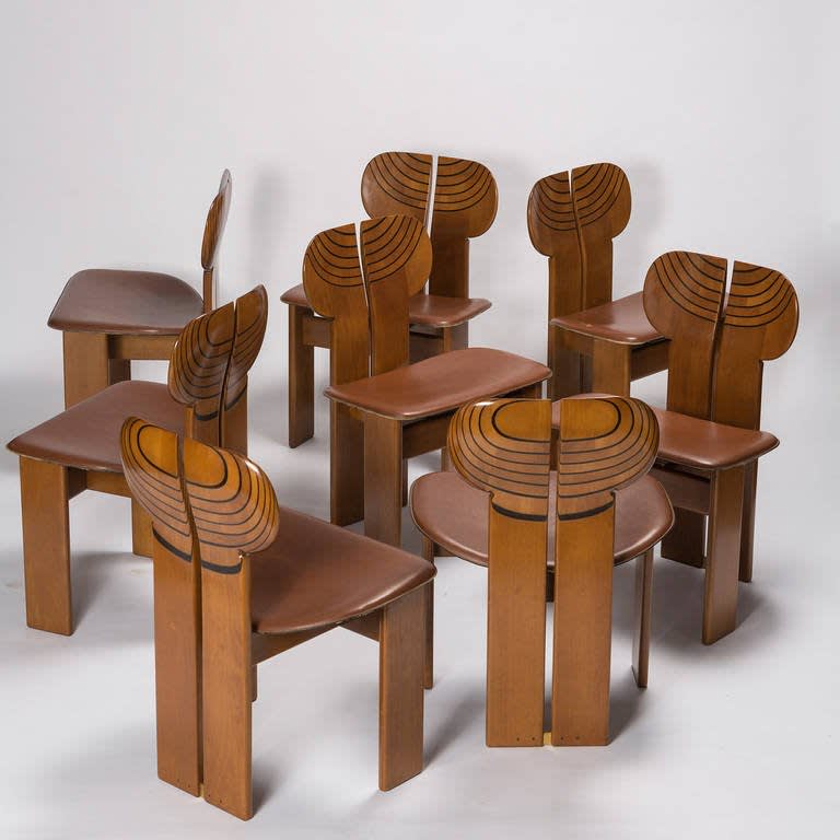 Set of eight  africa  chairs from  artona  collection by afra and tobia