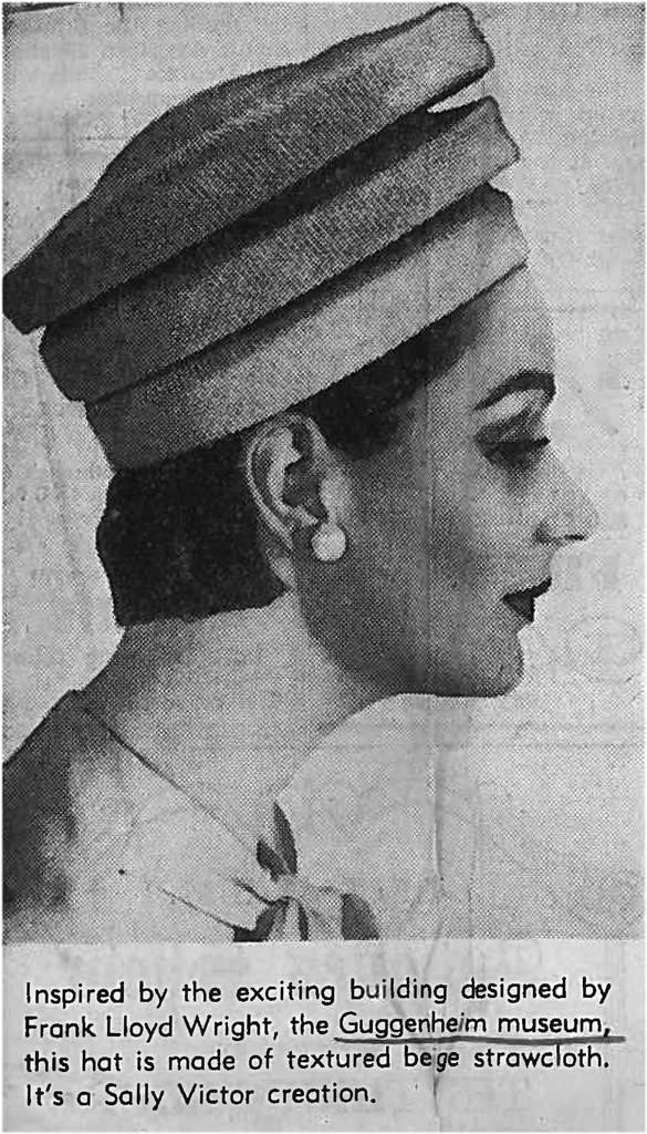  Sally Victor , Guggenheim Hat, 1960 