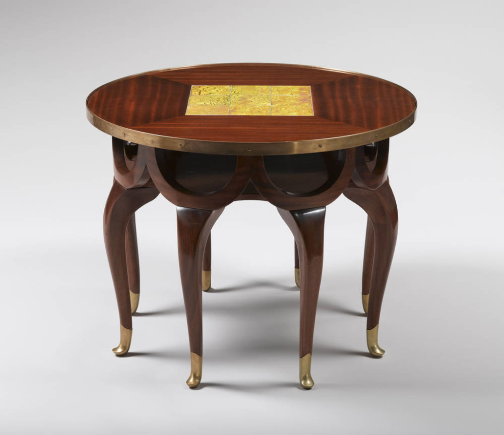 Elephant trunk table with glass inset tiles. designed by adolf loos  austrian  1870   1933   ca. 1900  