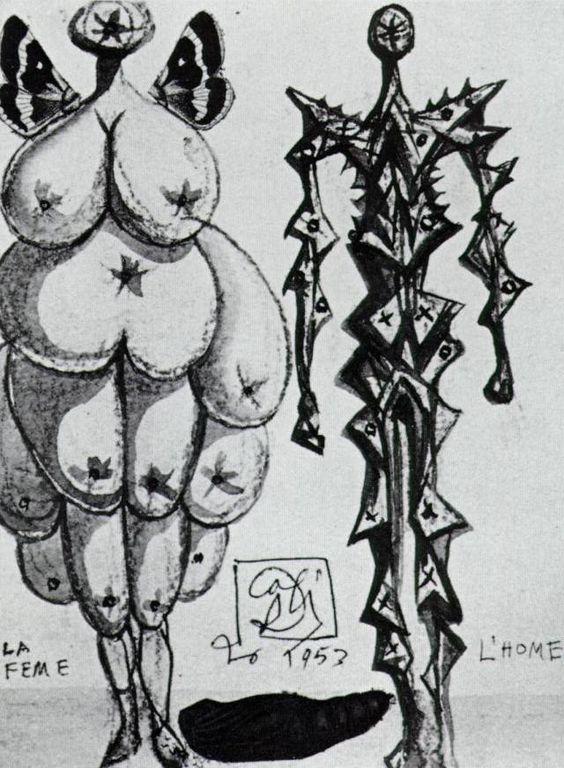 Salvador dali  costume designs for  le ballet des vendangeurs   the grape pickers  ballet   1953