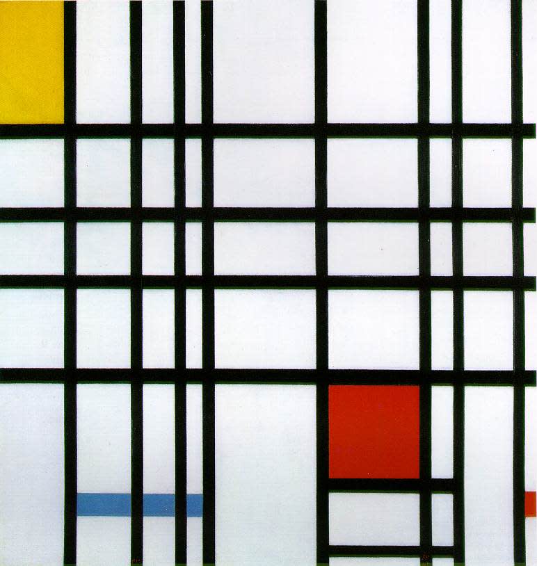 Piet mondrian  composition with yellow  blue and red  1942