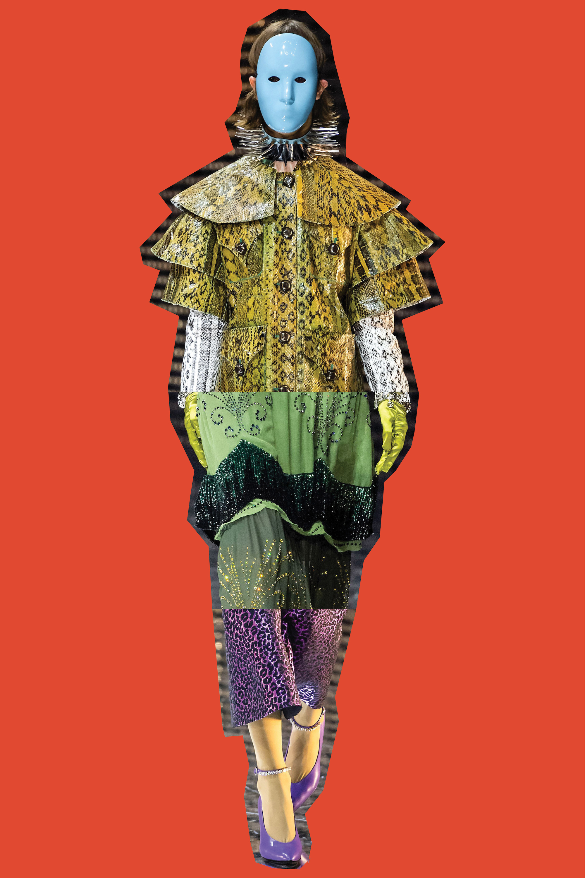 Gucci Exquisite Corpse Inspired Collage Like Coat Tights magazine CLIPPING  photo