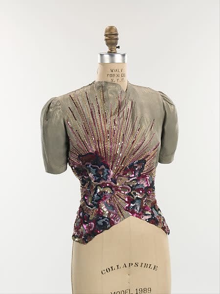 Elsa schiaparelli  sequined evening blouse  fall winter 1938 39.