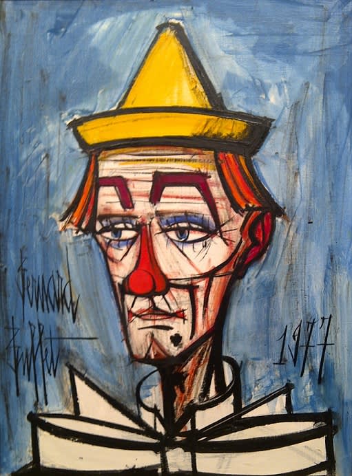 Bernard buffet  clown sur fond bleu  1977