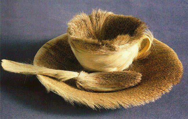 Meret oppenheim  object. fur covered cup  saucer  and spoon  1936.