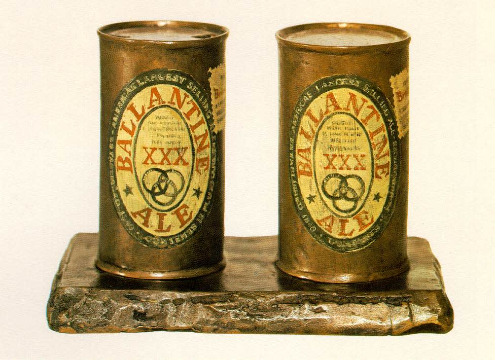 Painted bronze  ale cans   1960 jasper johns