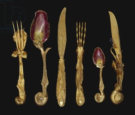 Salvador dali  silver gilt cutlery  1957