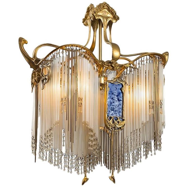 French art nouveau boudoir chandelier by hector guimard  1913