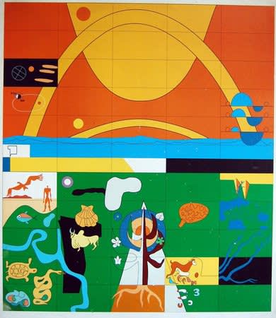 Le corbusier  tapestry design  entry gate to the palace of assembly  chandigarh  1950s