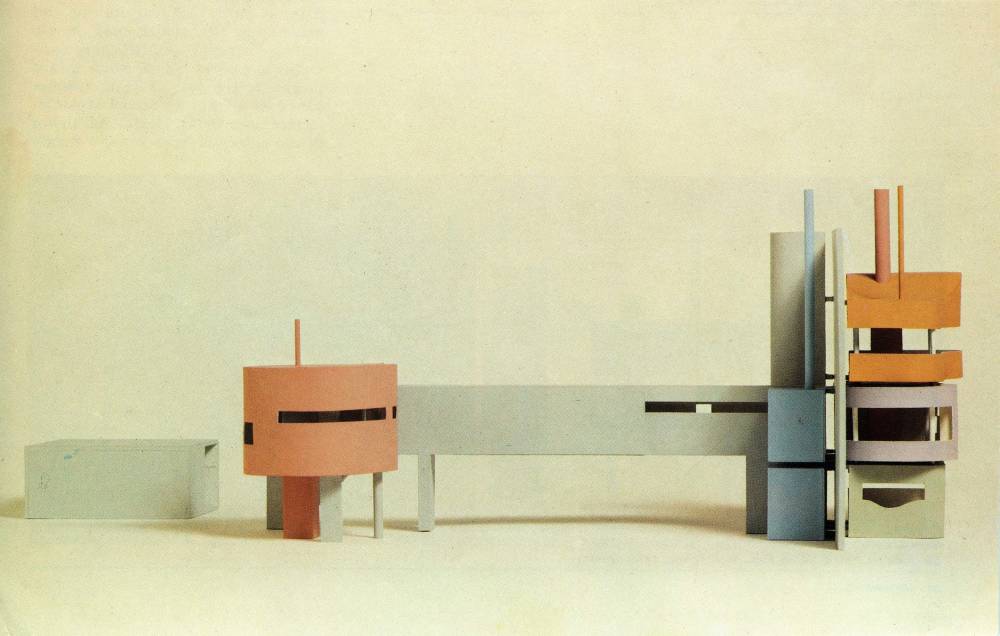 John hejduk  rear view of scale model for bye house  1973.