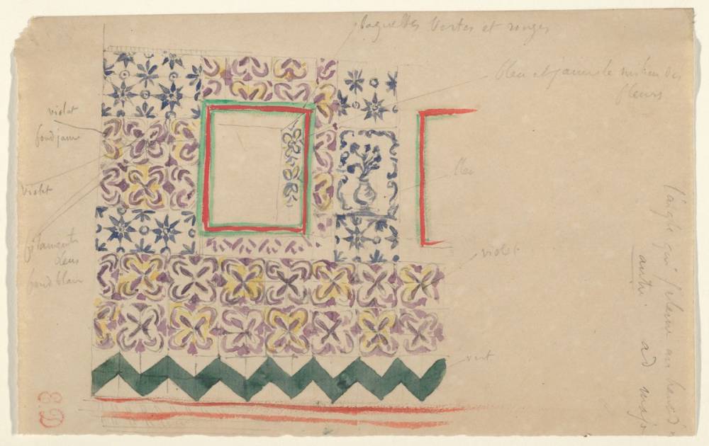  Eugène Delacroix, A Wall Decorated in Spanish Tiles, 1832 
