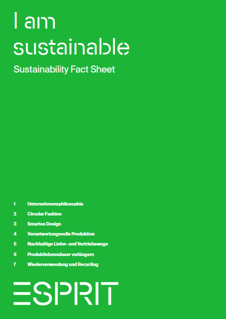  Esprit, I am sustainable, Fact Sheet  