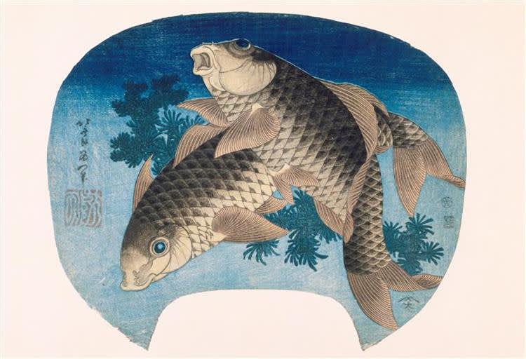 Two carps by katsushika hokusai