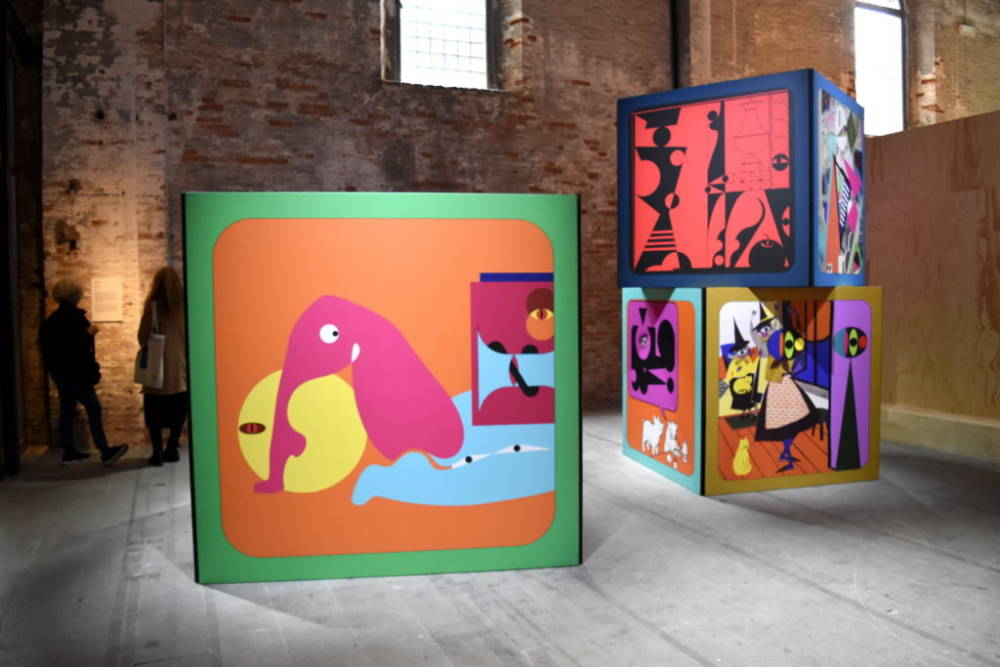 Ad Minoliti, Cubes, 2019, at Venice Biennale 