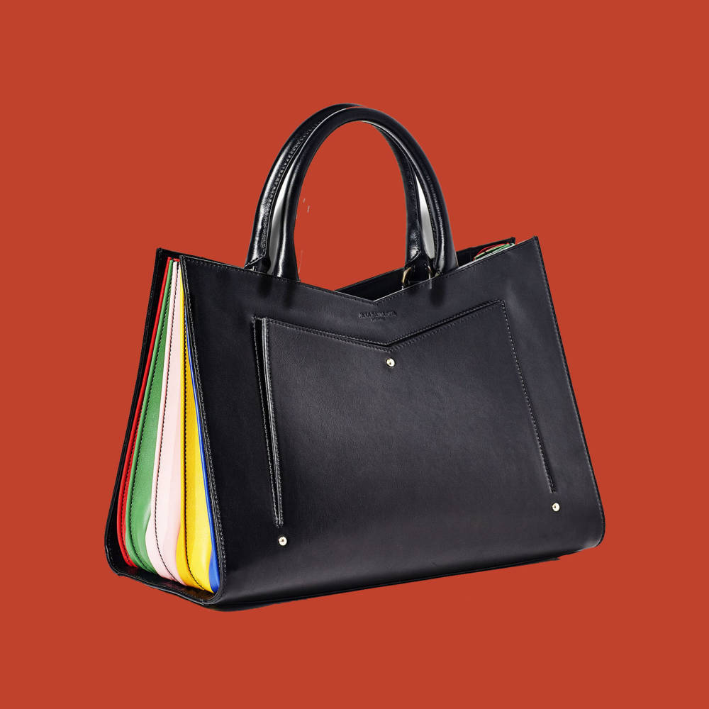  Sara Battaglia Plissé Tote Bag , Black Multicolour 