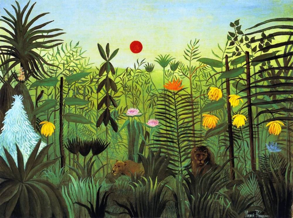 Henri rousseau  paisaje exo  tico con leo  n y leona en a  frica  1903 10