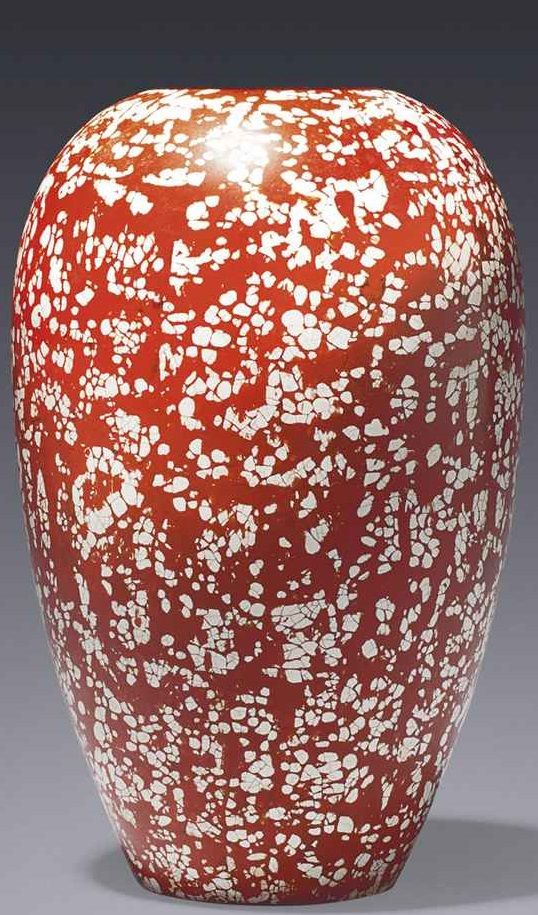 Jean dunand  lacquered metal vase with inlaid eggshell  1925