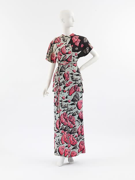 Gilbert adrian dress  textile by salvador dali  1947