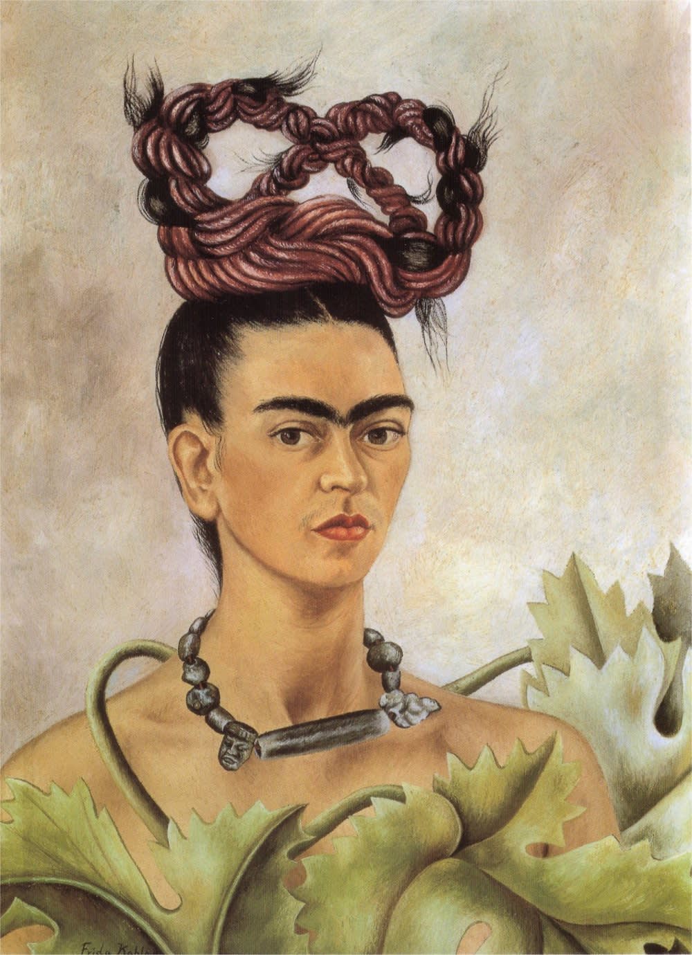 Artwork self portrait with braid by frida kahlo