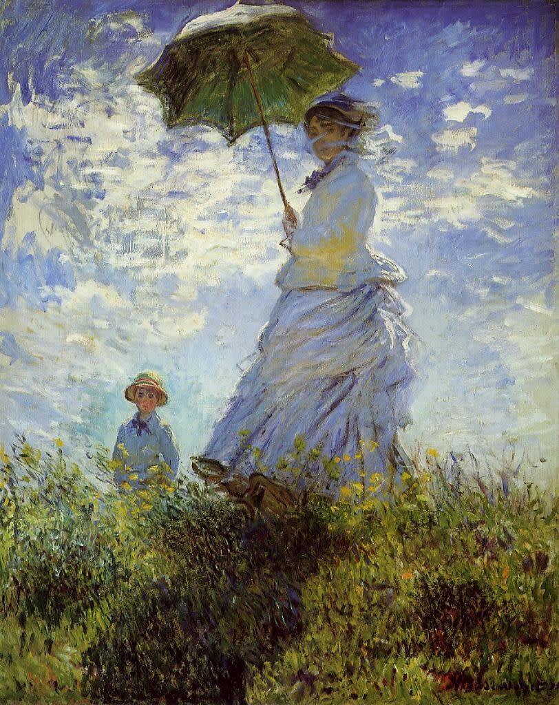Claude monet  woman with a parasol   madame monet and her son  1875