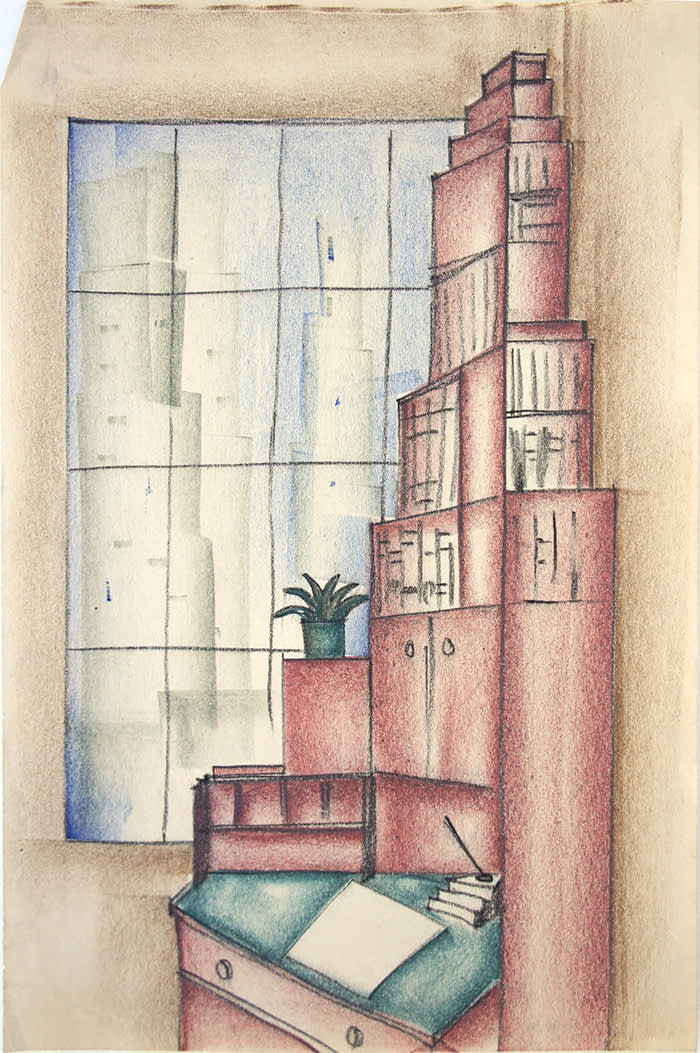  Paul T. Frankl, Early Sketch of Skyscraper Cabinet, 1920s 
